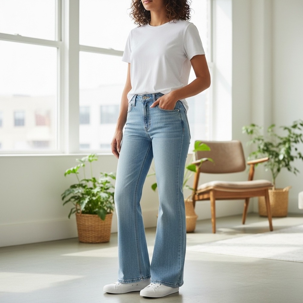 Universal Thread Womens High Rise Flare Jeans Light‎ Wash Size 12R Boho Hippie
